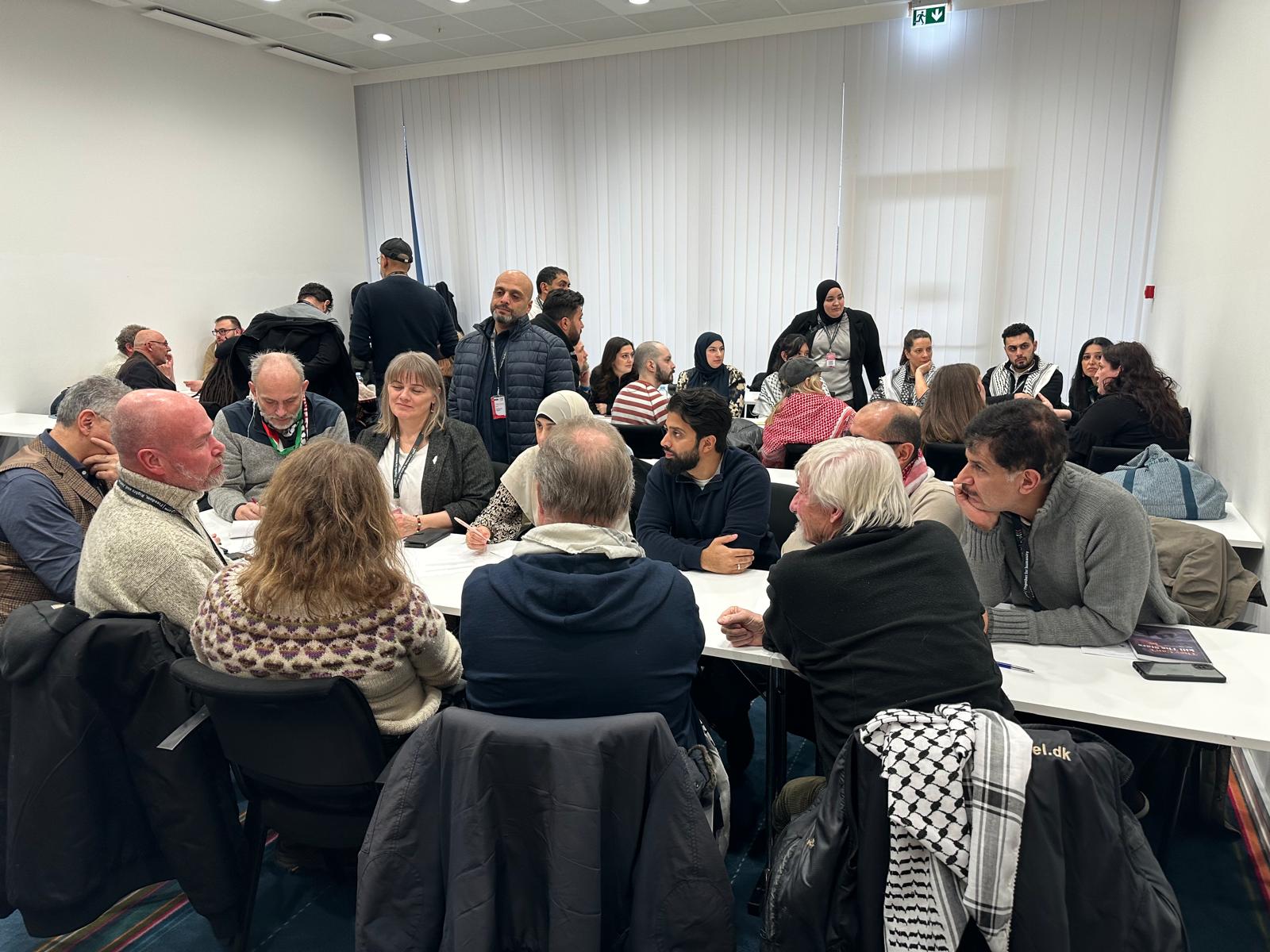 Group discussion around the tables.